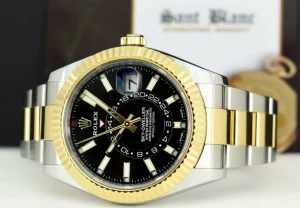 Pilots Classic Watches | Men's Watches | Sant Blanc ROLEX 18kt Gold & Stainless Sky Dweller Black Index Dial with Card Model 326933