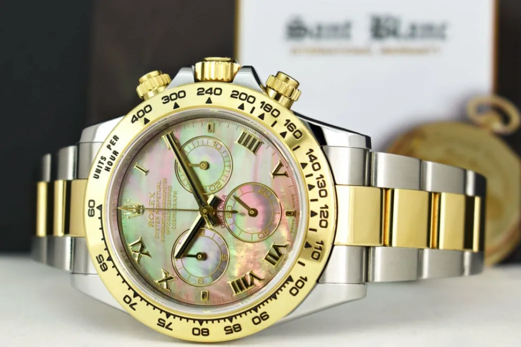 rolex_kt_gold__stainless__4-22.webp Sports Watches | Men's Watches | Sant Blanc ROLEX 18kt Gold & Stainless Steel Daytona Tahitian Mother of Pearl Roman Model 116503