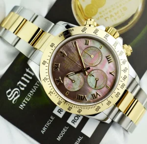 Sports Watches | Men's Watches | Sant Blanc ROLEX 18kt Gold & Stainless Steel Daytona Tahitian MOP Roman Dial Model 116523