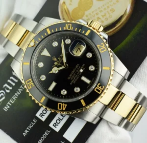 Diving Professional Watches | Sports Watches | Sant Blanc ROLEX 18kt Gold & Stainless Steel Submariner Black DIAMOND Dial Model 116613