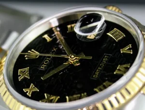 Men's Watches | Dress Watches | Sant Blanc ROLEX 18kt Gold & Stainless Steel DateJust Black Jubilee Roman Dial Jubilee Band Model 16233