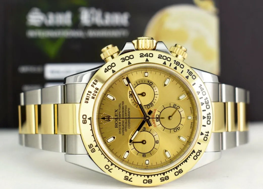 rolex_kt_gold__stainless__5-26.webp Sports Watches | Men's Watches | Sant Blanc ROLEX 18kt Gold & Stainless Steel Daytona Champagne Index Dial Model 116503