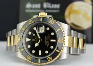 Diving Professional Watches | Sports Watches | Sant Blanc ROLEX 18kt Gold & Stainless Steel Submariner Black DIAMOND Dial Model 116613