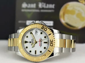 Yachting Professional Watches | Sports Watches | Sant Blanc ROLEX 18kt Gold & Stainless Steel MidSize Yachtmaster White Index Dial Model 168623