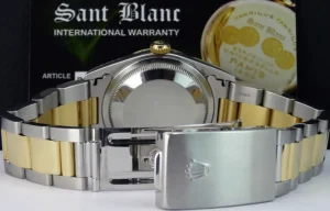 Men's Watches | Dress Watches | Sant Blanc ROLEX 18kt Gold & Stainless DateJust Ivory Pyramid Roman Dial Model 16203