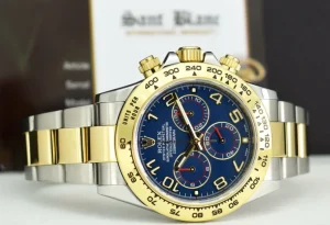 Sports Watches | Men's Watches | Sant Blanc ROLEX 18kt Gold & Stainless Steel Daytona Blue Arabic Dial Model 116503