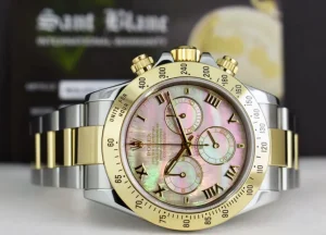 Sports Watches | Men's Watches | Sant Blanc ROLEX 18kt Gold & Stainless Steel Daytona Tahitian MOP Roman Dial Model 116523