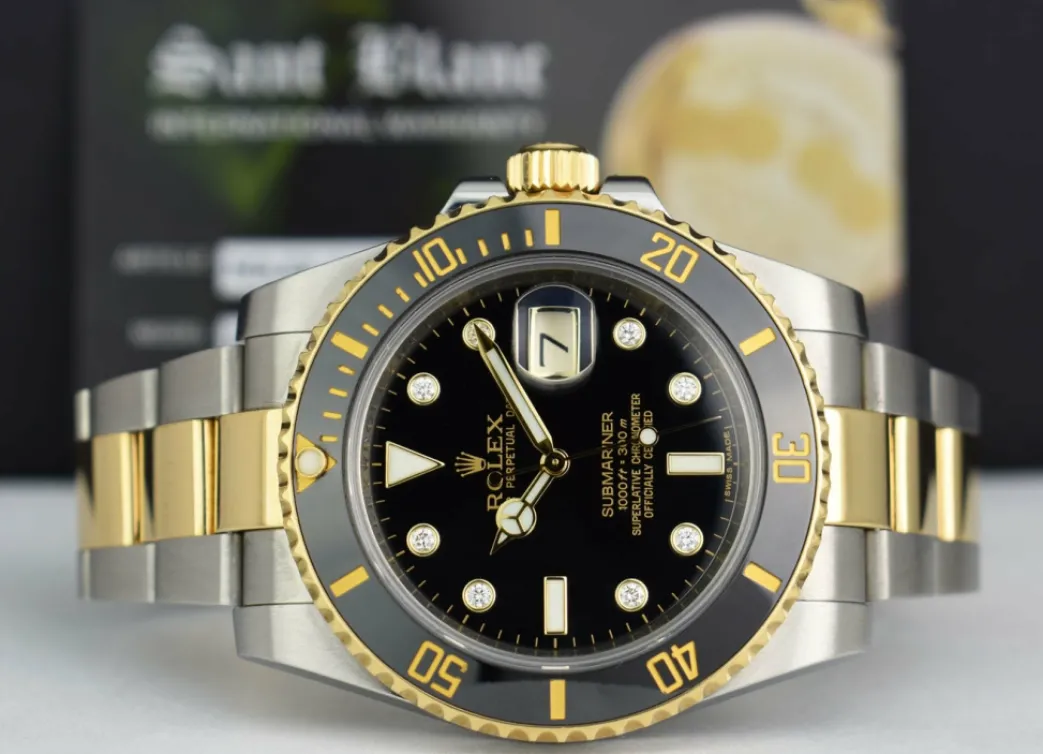 rolex_kt_gold__stainless__6-26.webp Diving Professional Watches | Sports Watches | Sant Blanc ROLEX 18kt Gold & Stainless Steel Submariner Black DIAMOND Dial Model 116613
