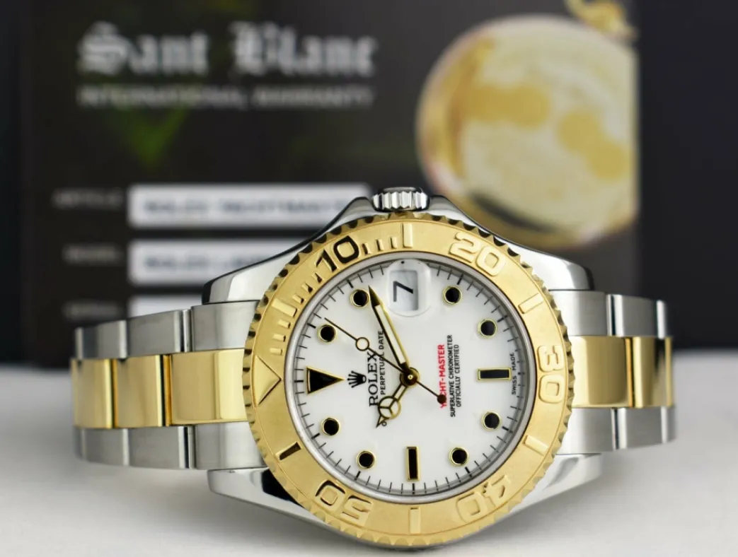 rolex_kt_gold__stainless__6-36.webp Yachting Professional Watches | Sports Watches | Sant Blanc ROLEX 18kt Gold & Stainless Steel MidSize Yachtmaster White Index Dial Model 168623