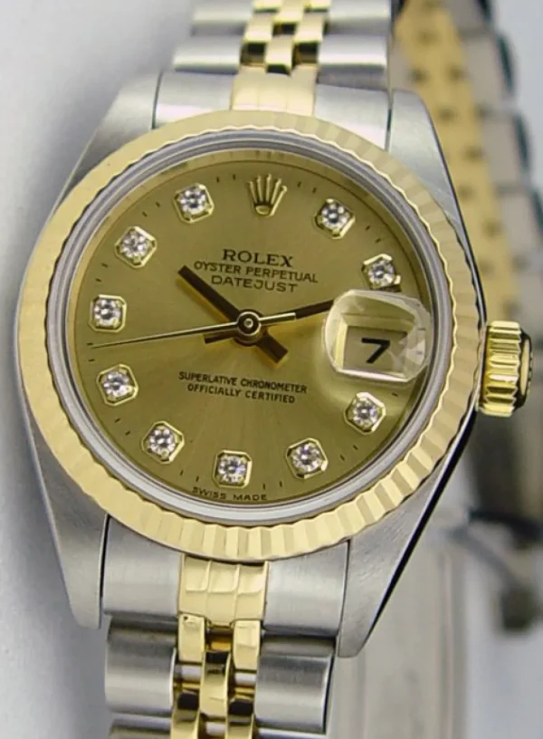 Ladies Watches | Dress Watches | Sant Blanc ROLEX 18kt Gold & Stainless Steel Ladies DateJust Champagne Diamond Dial Model 79173