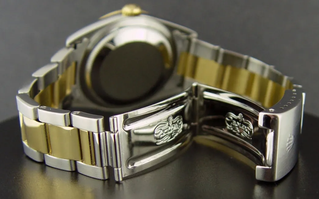 rolex_kt_gold__stainless__6-8.webp Men's Watches | Dress Watches | Sant Blanc ROLEX 18kt Gold & Stainless Steel DateJust Blue Stick Dial Model 16203