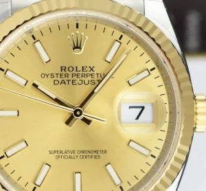 Dress Watches | Sant Blanc ROLEX 18kt Gold & Stainless Steel Datejust 36 Champagne Index Dial with Card Model 126233