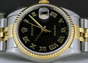 Men's Watches | Dress Watches | Sant Blanc ROLEX 18kt Gold & Stainless Steel DateJust Black Jubilee Roman Dial Jubilee Band Model 16233