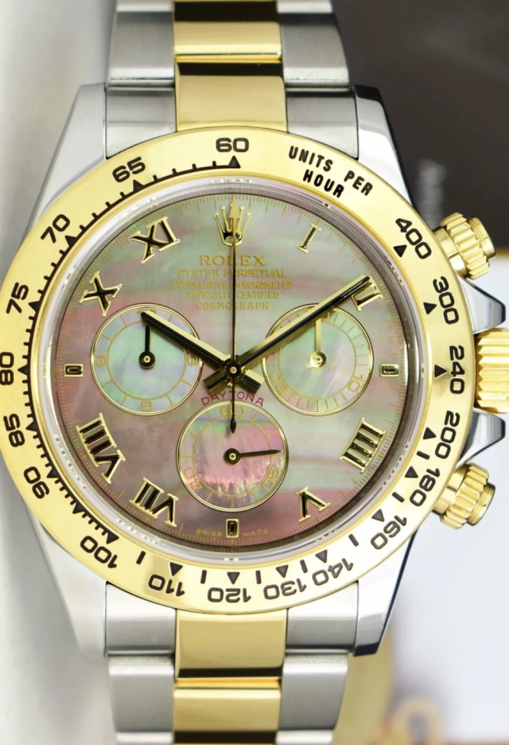 rolex_kt_gold__stainless__7-20.webp Sports Watches | Men's Watches | Sant Blanc ROLEX 18kt Gold & Stainless Steel Daytona Tahitian Mother of Pearl Roman Model 116503