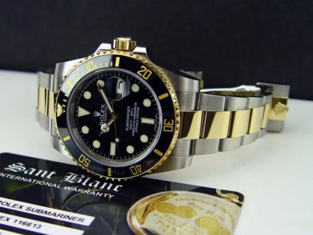 rolex_kt_gold__stainless__7-26.webp Diving Professional Watches | Men's Watches | Sant Blanc ROLEX 18kt Gold & Stainless Submariner Black Ceramic Model 116613LB