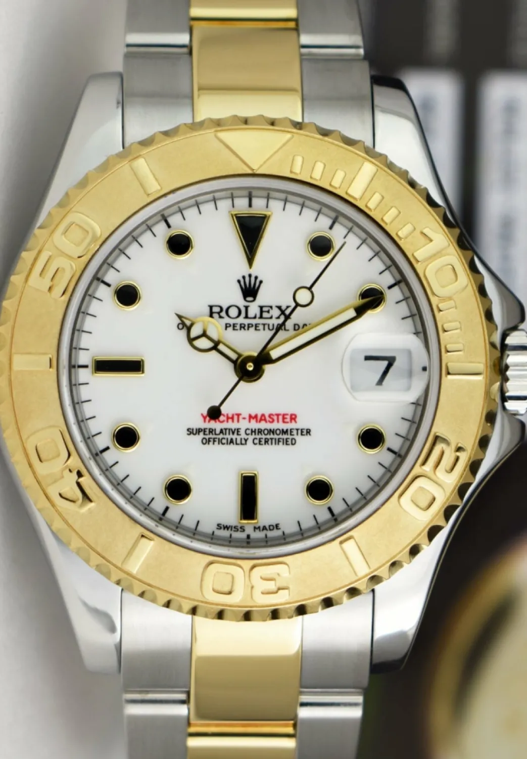 rolex_kt_gold__stainless__7-35.webp Yachting Professional Watches | Sports Watches | Sant Blanc ROLEX 18kt Gold & Stainless Steel MidSize Yachtmaster White Index Dial Model 168623