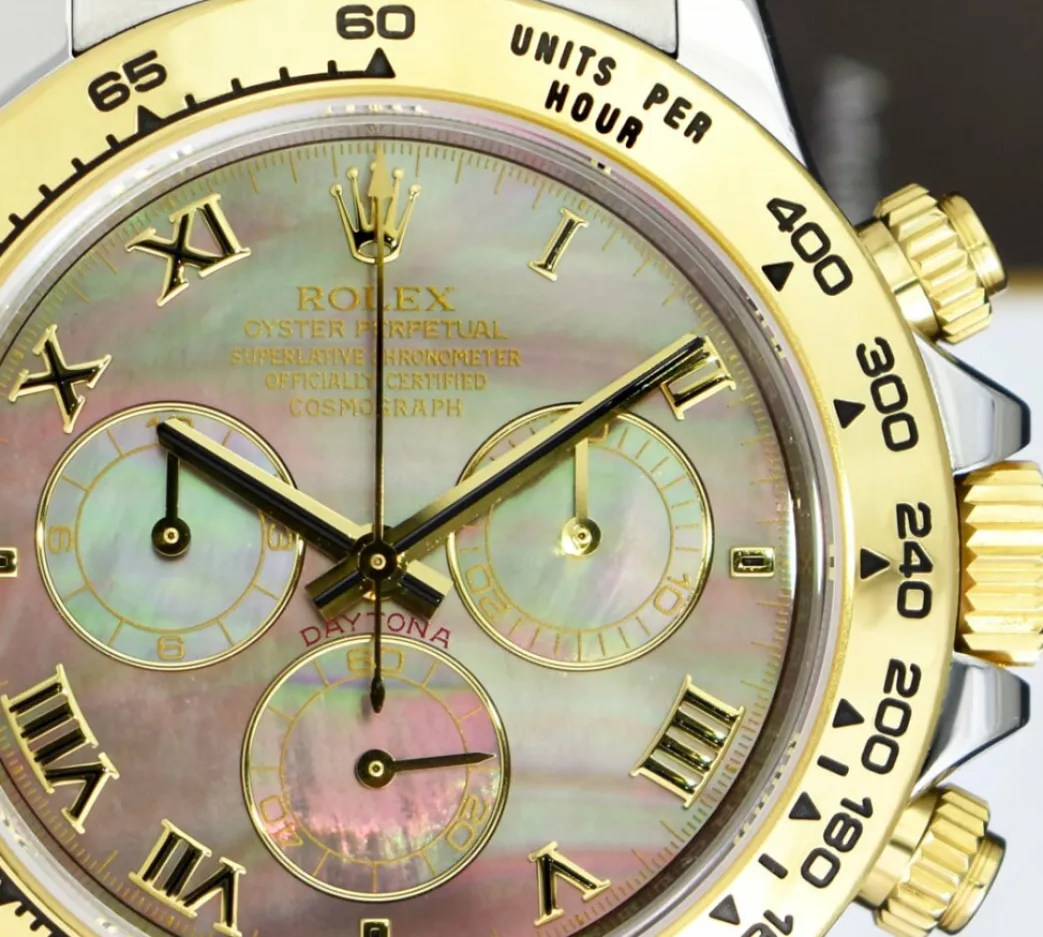 rolex_kt_gold__stainless__8-13.webp Sports Watches | Men's Watches | Sant Blanc ROLEX 18kt Gold & Stainless Steel Daytona Tahitian Mother of Pearl Roman Model 116503