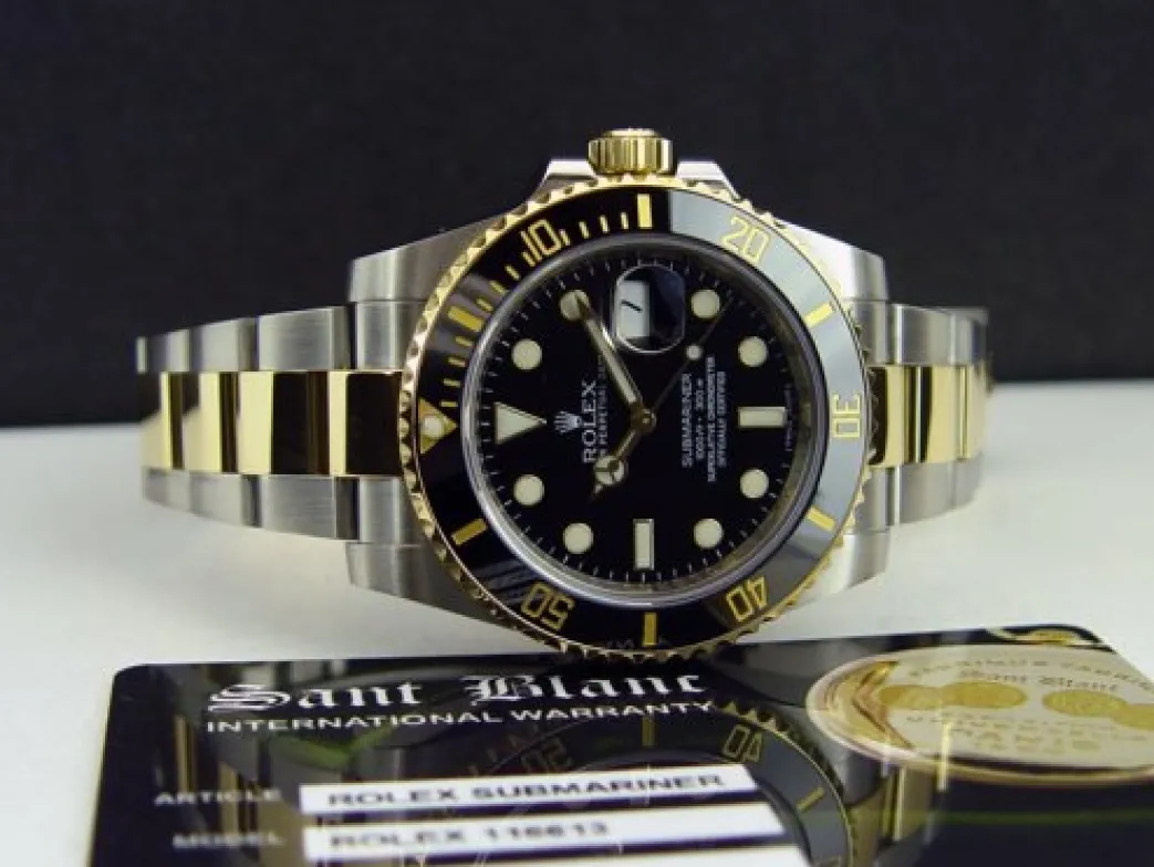 rolex_kt_gold__stainless__8-19.webp Diving Professional Watches | Men's Watches | Sant Blanc ROLEX 18kt Gold & Stainless Submariner Black Ceramic Model 116613LB