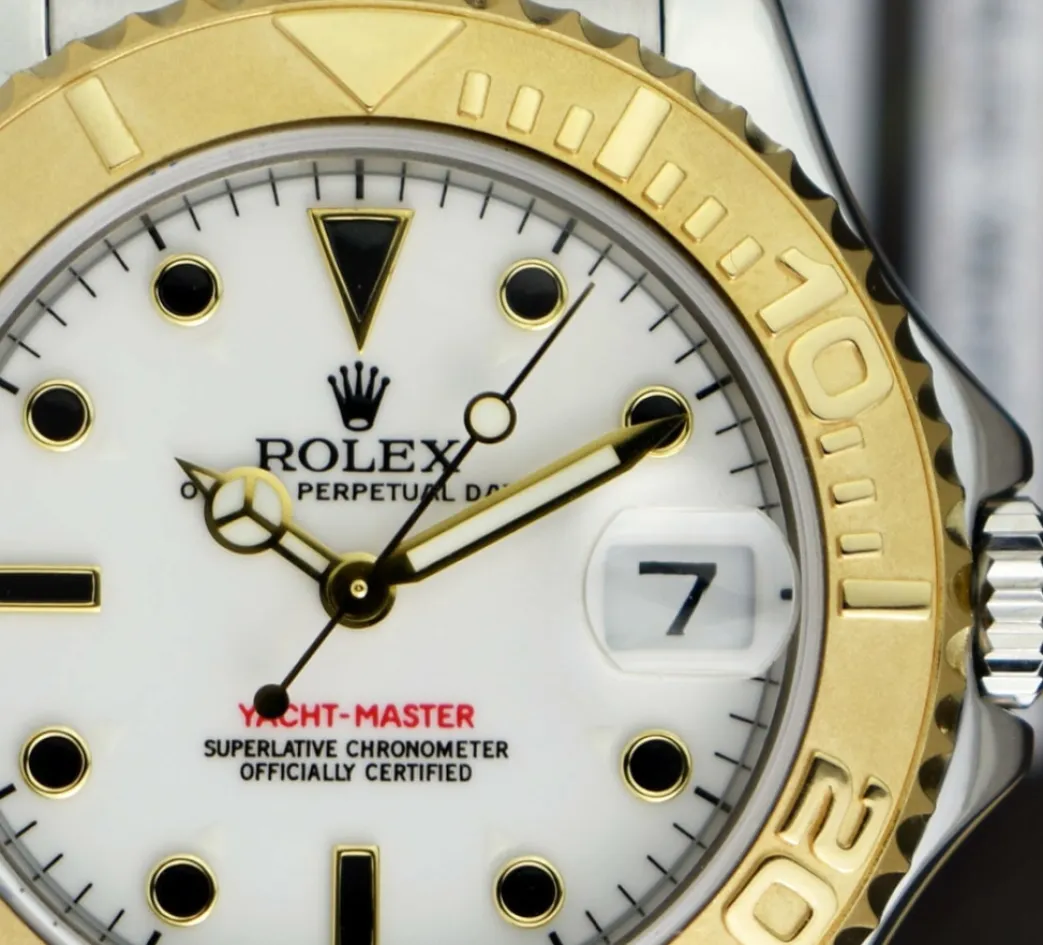rolex_kt_gold__stainless__8-27.webp Yachting Professional Watches | Sports Watches | Sant Blanc ROLEX 18kt Gold & Stainless Steel MidSize Yachtmaster White Index Dial Model 168623