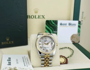 Dress Watches | Sant Blanc ROLEX 18kt Gold & Stainless Steel DateJust Mother of Pearl Roman Model 116233