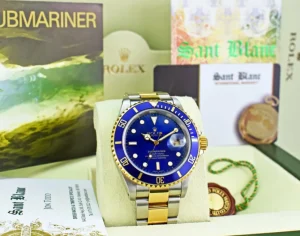 Diving Professional Watches | Men's Watches | Sant Blanc ROLEX 18kt Gold & Stainless Steel Submariner SEL Blue Dial Box And Papers Model 16613
