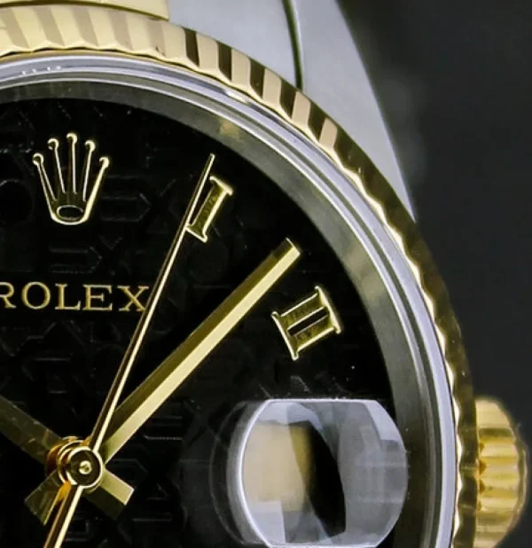 Men's Watches | Dress Watches | Sant Blanc ROLEX 18kt Gold & Stainless Steel DateJust Black Jubilee Roman Dial Jubilee Band Model 16233