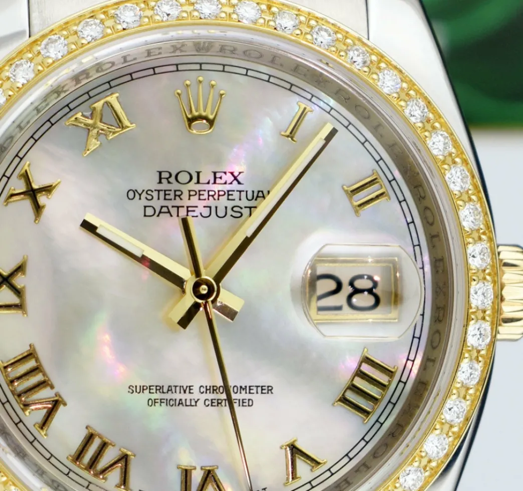 rolex_kt_gold__stainless__9.webp Dress Watches | Sant Blanc ROLEX 18kt Gold & Stainless Steel DateJust Mother of Pearl Roman Model 116233