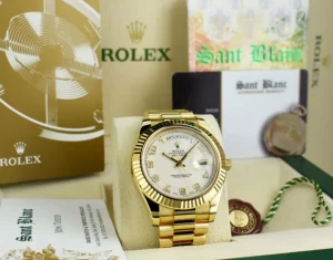 Men's Watches | President Dress Watches | Sant Blanc ROLEX 18kt Gold Day Date II President Ivory Concentric Dial Model 218238
