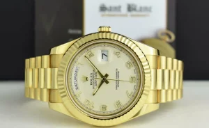 Men's Watches | President Dress Watches | Sant Blanc ROLEX 18kt Gold Day Date II President Ivory Concentric Dial Model 218238