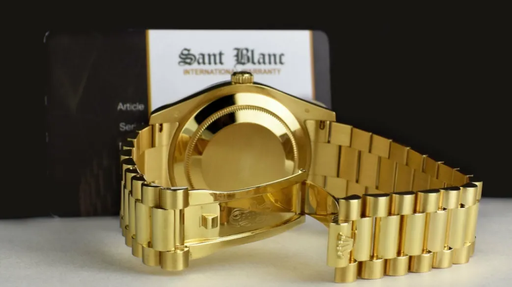 rolex_kt_gold_day_date_ii_5.webp Men's Watches | President Dress Watches | Sant Blanc ROLEX 18kt Gold Day Date II President Ivory Concentric Dial Model 218238