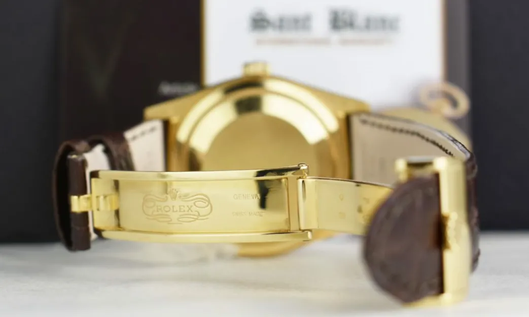 rolex_kt_gold_daydate__pr_7.webp President Dress Watches | Sant Blanc ROLEX 18kt Gold DayDate 36 President On The Strap Diamond Dial Model 118138