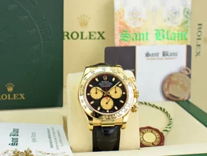 Sports Watches | Men's Watches | Sant Blanc ROLEX 18kt Gold Daytona Black Paul Newman Dial Black Strap Model 116518