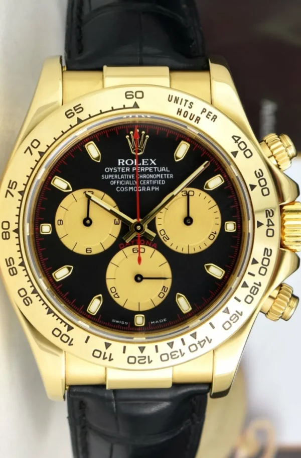 Sports Watches | Men's Watches | Sant Blanc ROLEX 18kt Gold Daytona Black Paul Newman Dial Black Strap Model 116518