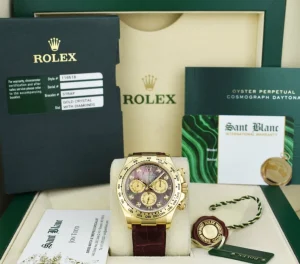 Men's Watches | Racing Professional Watches | Sant Blanc ROLEX 18kt Gold DAYTONA Burgundy Strap Tahitian MOP Diamond Dial Model 116518