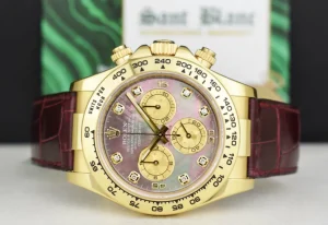 Men's Watches | Racing Professional Watches | Sant Blanc ROLEX 18kt Gold DAYTONA Burgundy Strap Tahitian MOP Diamond Dial Model 116518