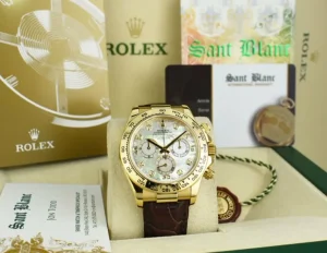 Men's Watches | Racing Professional Watches | Sant Blanc ROLEX 18kt Gold DAYTONA Chocolate Strap MOP Diamond Dial Model 116518
