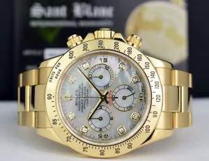 Racing Professional Watches | Sant Blanc ROLEX 18kt Gold Daytona Mother Of Pearl Diamond Dial Model 116528