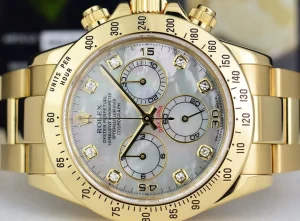 Racing Professional Watches | Sant Blanc ROLEX 18kt Gold Daytona Mother Of Pearl Diamond Dial Model 116528