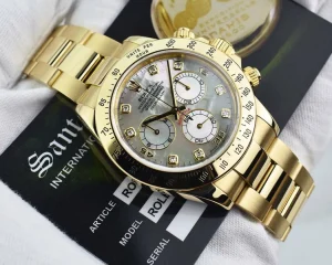 Racing Professional Watches | Sant Blanc ROLEX 18kt Gold Daytona Mother Of Pearl Diamond Dial Model 116528