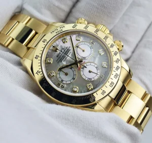 Racing Professional Watches | Sant Blanc ROLEX 18kt Gold Daytona Mother Of Pearl Diamond Dial Model 116528
