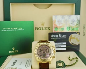 Men's Watches | Racing Professional Watches | Sant Blanc ROLEX 18kt Gold Daytona Tahitian Mother of Pearl Roman Dial Burgundy Strap Model 116518