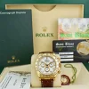 Sports Watches | Men's Watches | Sant Blanc ROLEX 18kt Gold Daytona White Arabic Dial Brown Strap Model 116518