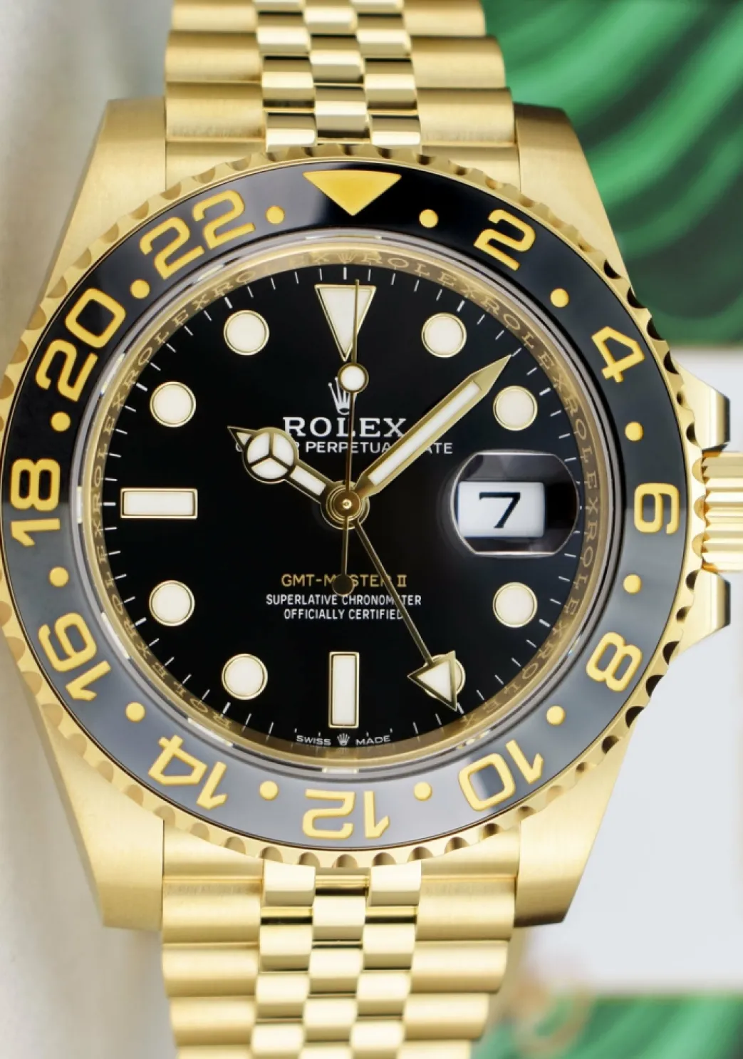 rolex_kt_gold_gmt_master__2.webp Pilots Professional Watches | Sant Blanc ROLEX 18kt Gold GMT Master II Black Gray Bezel Box & Card Model 126718 GRNR