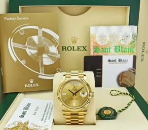 Men's Watches | President Dress Watches | Sant Blanc ROLEX 18kt Gold President Day Date 40 Champagne Diamond Dial Model 228238