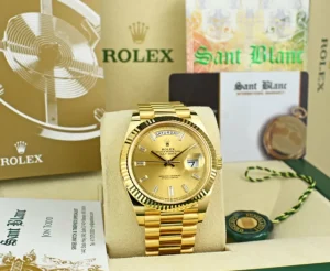 Men's Watches | President Dress Watches | Sant Blanc ROLEX 18kt Gold President Day Date 40 Champagne Diamond Dial Model 228238