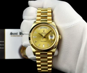 President Dress Watches | Sant Blanc ROLEX 18kt Gold President Day Date 40 Champagne Diamond Model 228238