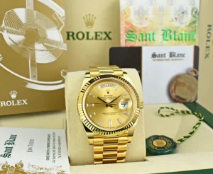 President Dress Watches | Sant Blanc ROLEX 18kt Gold President Day Date 40 Champagne Diamond Model 228238