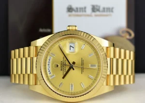 President Dress Watches | Sant Blanc ROLEX 18kt Gold President Day Date 40 Champagne Diamond Model 228238