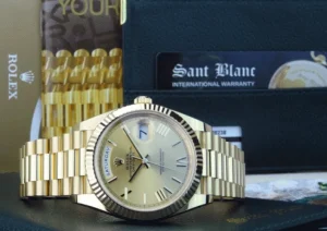 Men's Watches | President Dress Watches | Sant Blanc ROLEX 18kt Gold President Day Date 40 Champagne Roman Dial With Card Model 228238