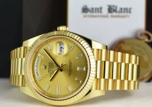 Men's Watches | President Dress Watches | Sant Blanc ROLEX 18kt Gold President Day Date 40 Champagne Diamond Dial Model 228238